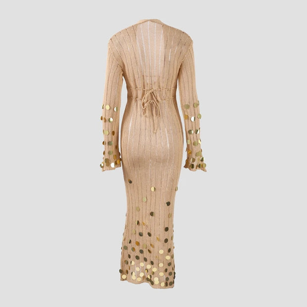 Dazzling Sequin Maxi Dress for Women - Elegant and Comfortable with Light Elastane