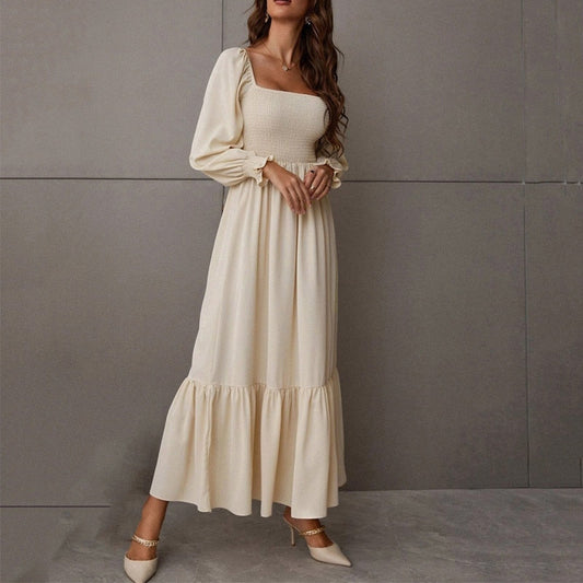 Robe Maxi à Manches Évasées en Polyester de Haute Qualité – Élégance pour Toutes Occasions