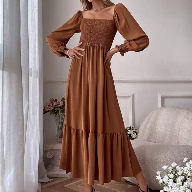 Maxi Dress with Flared Sleeves in High-Quality Polyester – Elegance for All Occasions
