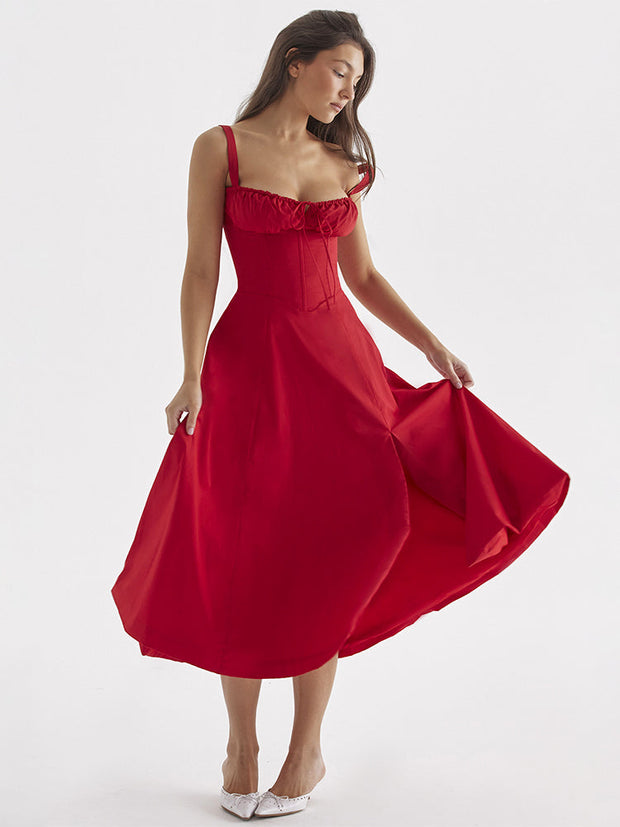 Elegant Sleeveless Midi Dress in Polyester – Ideal for All Occasions