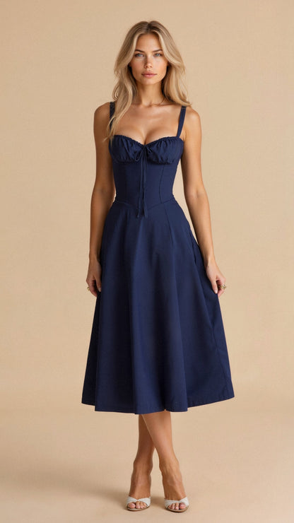 Robe Midi Femme Chic avec Corset - Élégante et Confortable pour Toutes les Occasions