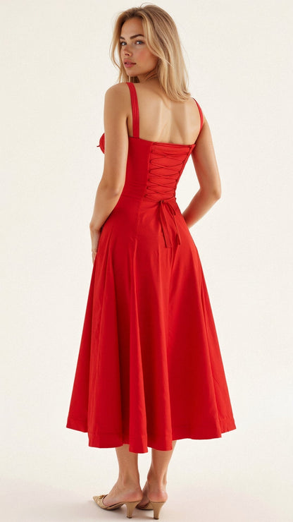 Robe Midi Femme Chic avec Corset - Élégante et Confortable pour Toutes les Occasions