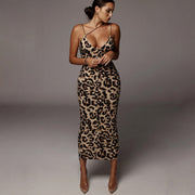 Robe Midi Imprimé Léopard pour Femmes – Robe Confortable en Polyester pour Occasions Décontractées et Spéciales