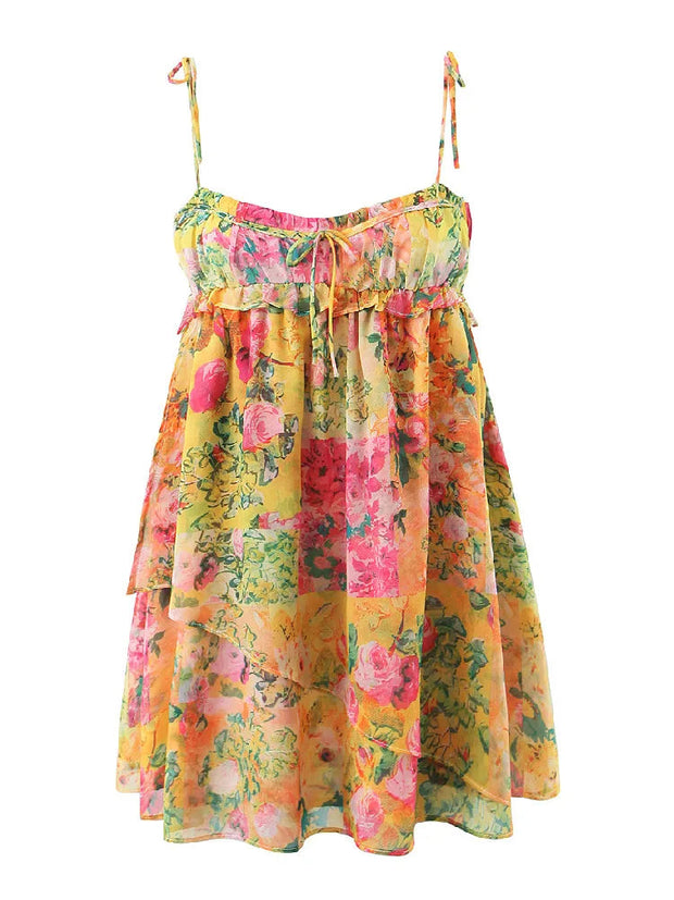Mini Dress with Spaghetti Straps in Premium Polyester – Elegant and Comfortable for Summer