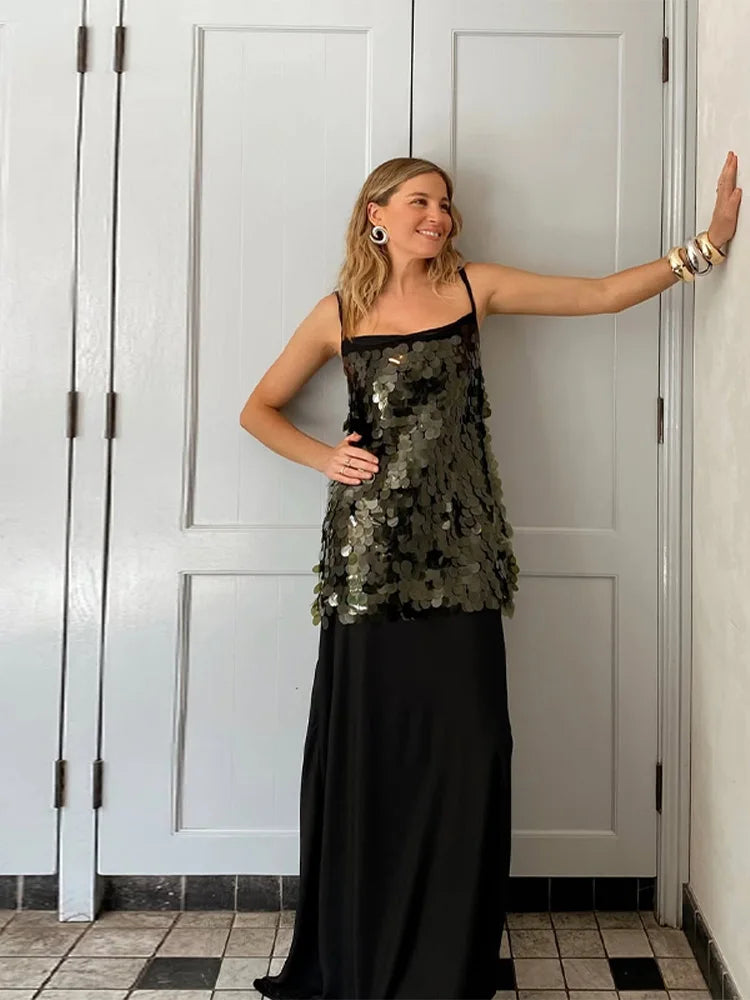 Robe à Paillettes Anna Élégante pour Femmes – Polyester avec Légère Élasthicité, Disponible en Plusieurs Tailles