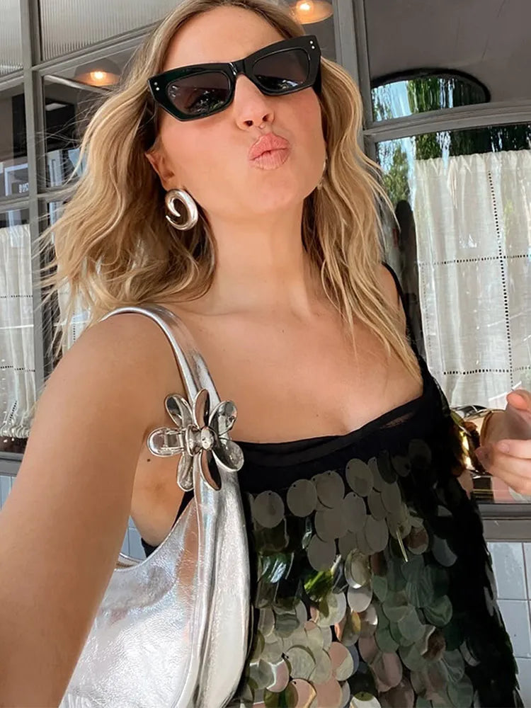 Robe à Paillettes Anna Élégante pour Femmes – Polyester avec Légère Élasthicité, Disponible en Plusieurs Tailles