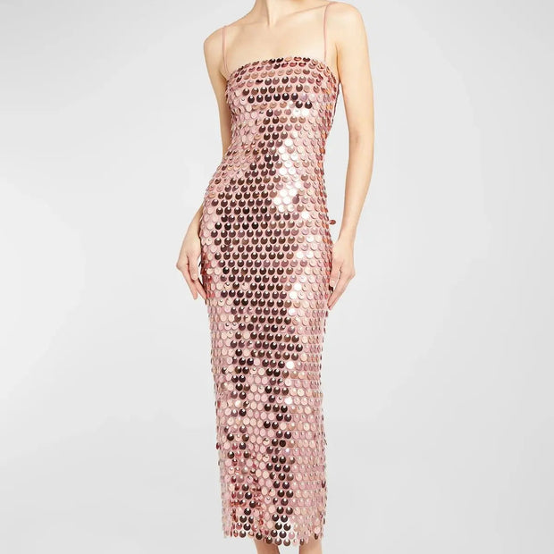 Elegant Sequin Dress for Women - Polyester and Acetate with Medium Stretch