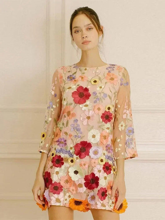 Robe d'Été Femme Courte Imprimé Floral, Élégante en Polyester Premium – Robe Été Chic Décontractée