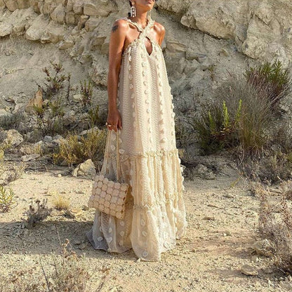 Robe d'Été Femme Légère en Polyester, Chic et Confortable, Longue, Idéale pour Toutes les Occasions