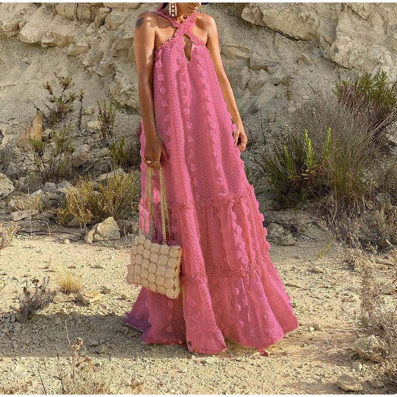 Robe d'Été Femme Légère en Polyester, Chic et Confortable, Longue, Idéale pour Toutes les Occasions