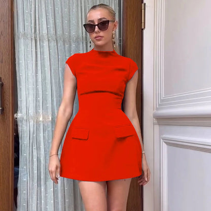 Robe d'Été Femme Mini Chic à Manches Courtes en Polyester Léger – Idéale pour Temps Chaud et Sorties Décontractées