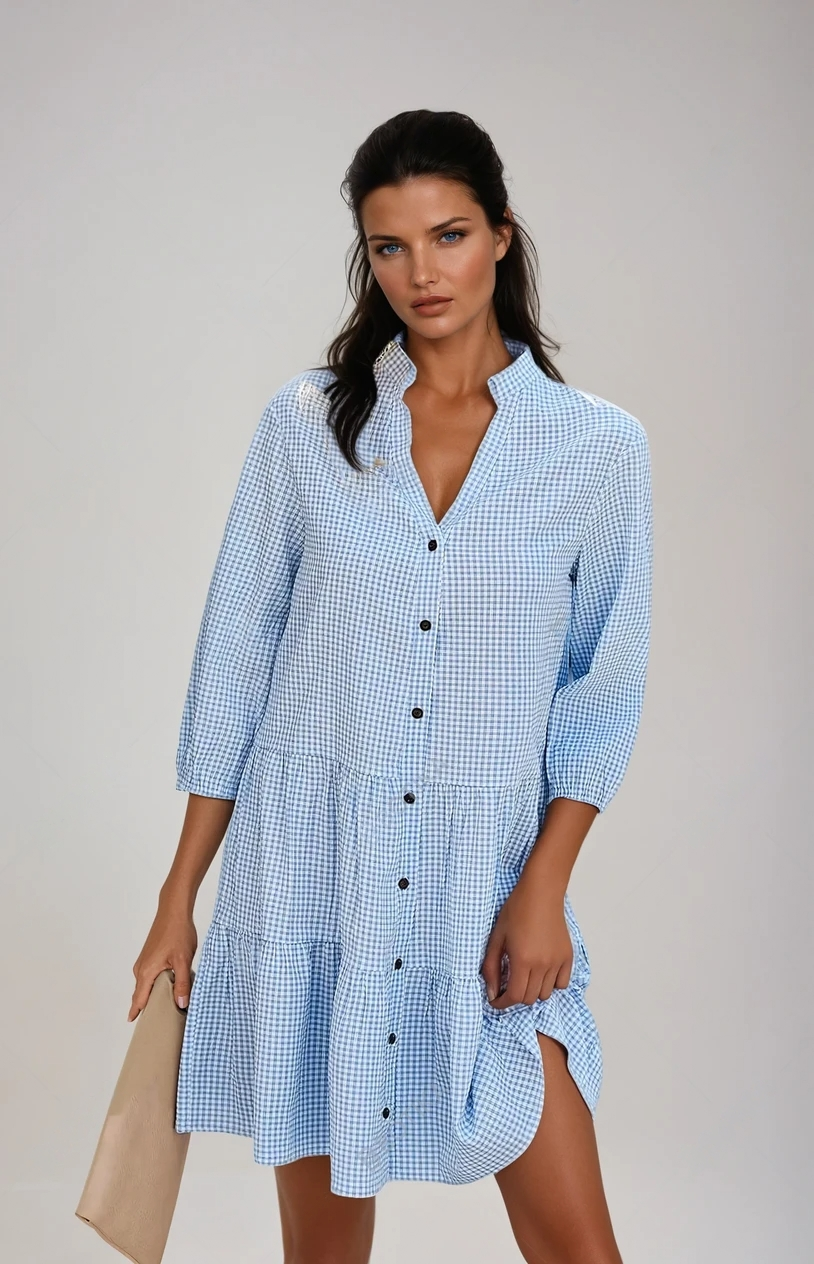 Robe d'été fluide en bleu clair – Élégante et confortable pour vos journées ensoleillées