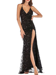 Sequin Cocktail Dress with Irregular Hem – Elegant Evening Dress Available in S, M, L, XL