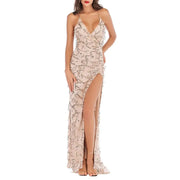 Sequin Cocktail Dress with Irregular Hem – Elegant Evening Dress Available in S, M, L, XL