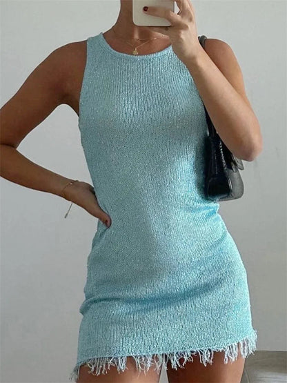 Transparante polyester jurk met lichte elasticiteit – elegant en comfortabel