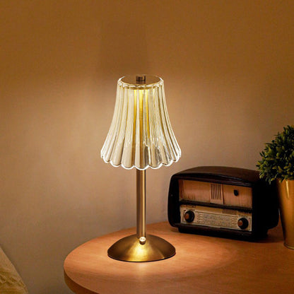 Lampe de table LED en cristal doré élégant - Contrôle tactile, sans fil et design stylé