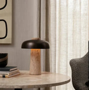Wabi-Sabi Elegance: Natural Travertine Table Lamp for Peaceful Interiors
