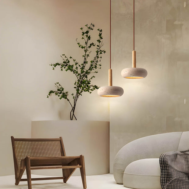 Travertine Pendant Light Osho – Exquisite Natural Stone Design Enhanced by Elegant LED Lighting