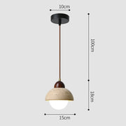 Elegant pendant lamp in natural marble – LED wall light with a design merging wood and marble