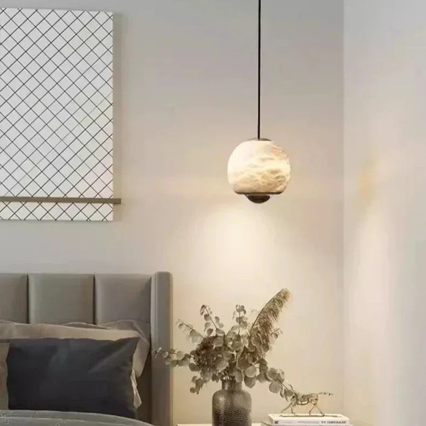 Nordic Elegance alabaster pendant light with luxurious marble base