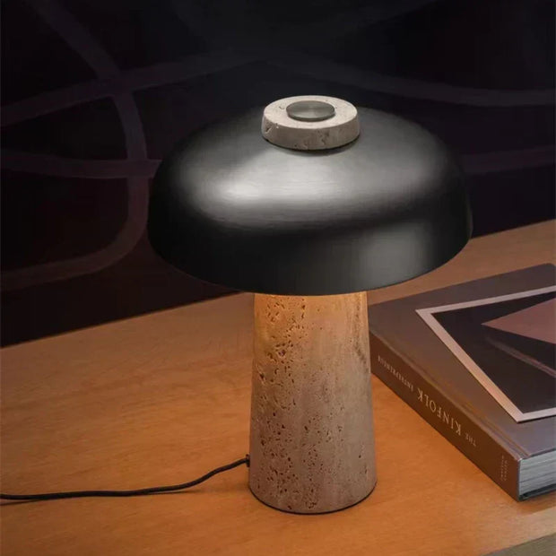 Wabi-Sabi Elegance: Natural Travertine Table Lamp for Peaceful Interiors