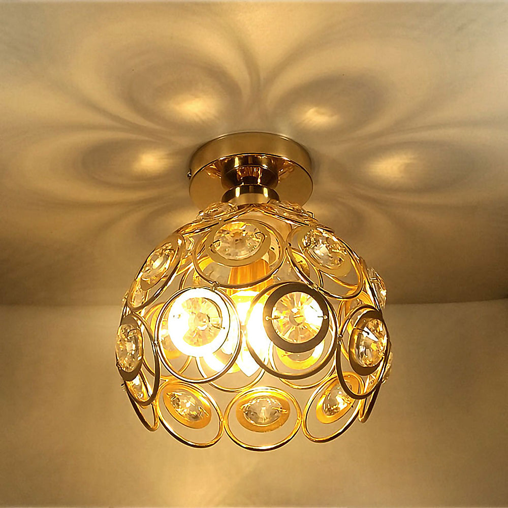 Luxe gouden ganglamp – elegante kroonluchter van kristal en goud om uw decoratie te verfraaien
