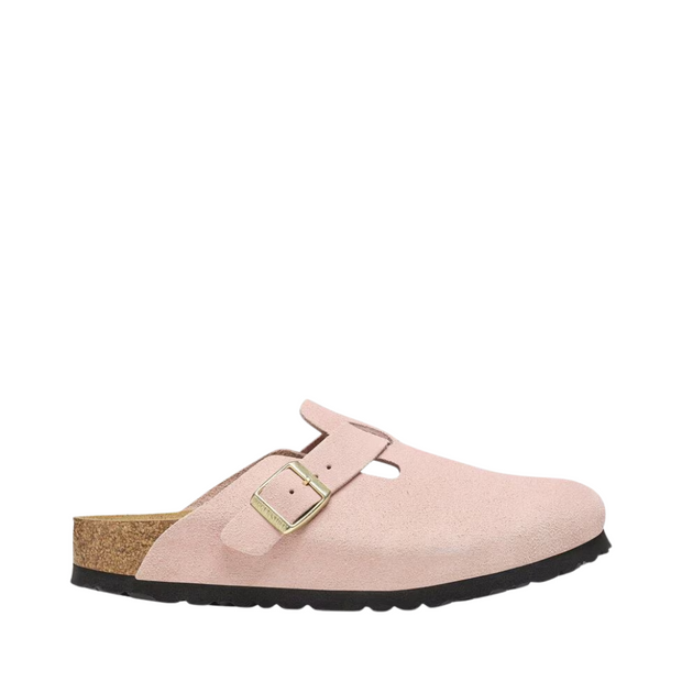 Unisex Light Pink Suede Leather Clogs with Flexible EVA Sole – Elegant Comfort for Daily Use