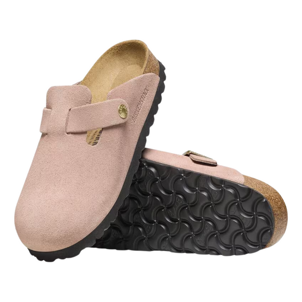 Unisex Light Pink Suede Leather Clogs with Flexible EVA Sole – Elegant Comfort for Daily Use