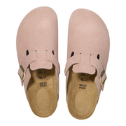 Unisex Light Pink Suede Leather Clogs with Flexible EVA Sole – Elegant Comfort for Daily Use
