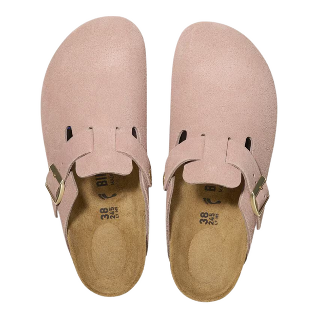 Unisex Light Pink Suede Leather Clogs with Flexible EVA Sole – Elegant Comfort for Daily Use