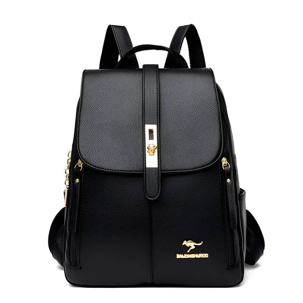 Leather Backpack for Women – Elegance and Practicality, 13-inch Capacity, Inner Pockets, Adjustable Straps, Black, Brown, Beige