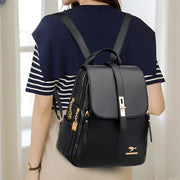 Leather Backpack for Women – Elegance and Practicality, 13-inch Capacity, Inner Pockets, Adjustable Straps, Black, Brown, Beige