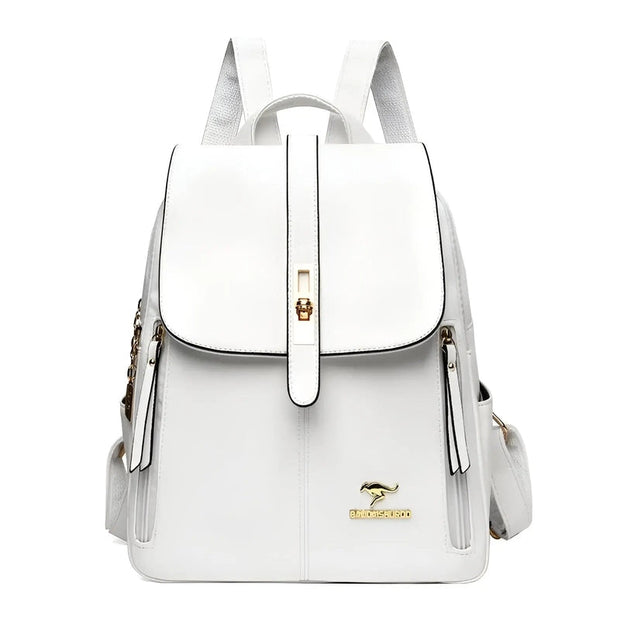 Leather Backpack for Women – Elegance and Practicality, 13-inch Capacity, Inner Pockets, Adjustable Straps, Black, Brown, Beige