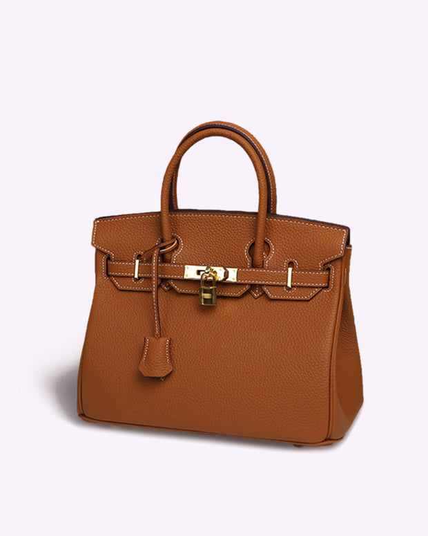 Elegant and Spacious Women's Leather Handbag - Practical Design and Organized Interior, Beige and Orange Color