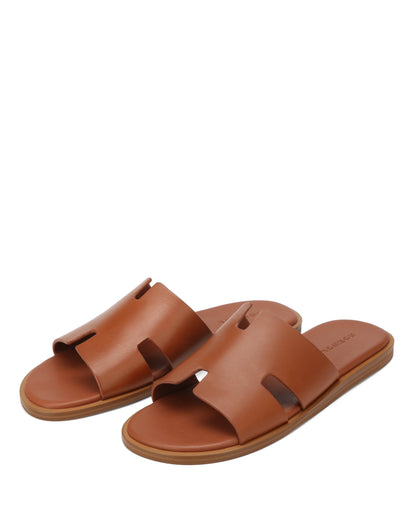 Sandales Unisex en Cuir Caramel avec Semelle Légère et Confort Optimal – Sandale à Enfiler Polyvalente