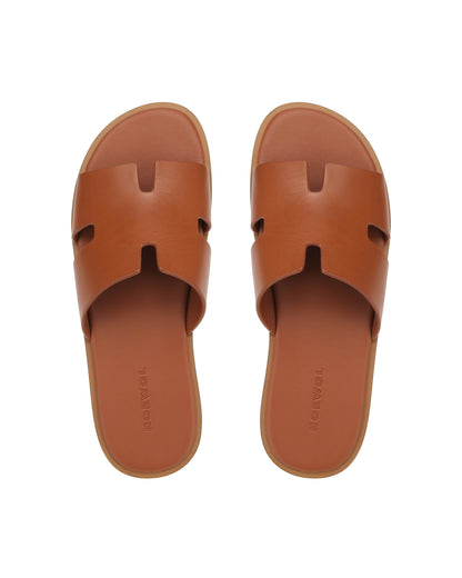 Sandales Unisex en Cuir Caramel avec Semelle Légère et Confort Optimal – Sandale à Enfiler Polyvalente