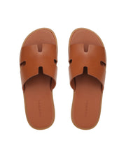 Sandales Unisex en Cuir Caramel avec Semelle Légère et Confort Optimal – Sandale à Enfiler Polyvalente