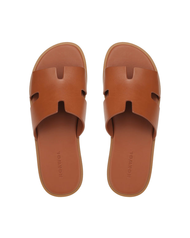 Sandales Unisex en Cuir Caramel avec Semelle Légère et Confort Optimal – Sandale à Enfiler Polyvalente