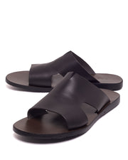 Sandales Unisex en Cuir Marron Foncé avec Semelle en Caoutchouc – Confort et Élégance Italienne