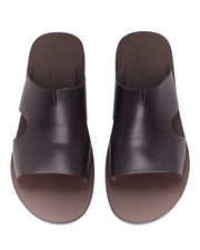 Sandales Unisex en Cuir Marron Foncé avec Semelle en Caoutchouc – Confort et Élégance Italienne