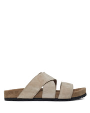 Sandales Unisex en Cuir Suédé Beige avec Semelle en Caoutchouc Durable – Confort Élégant pour l'Été