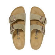 Sandales Unisex en Cuir Suédé Taupe à Deux Sangles avec Semelle en Liège Ajustable – Confort et Style