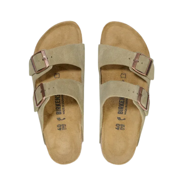 Sandales Unisex en Cuir Suédé Taupe à Deux Sangles avec Semelle en Liège Ajustable – Confort et Style