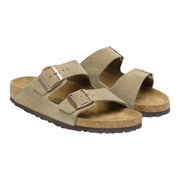 Sandales Unisex en Cuir Suédé Taupe à Deux Sangles avec Semelle en Liège Ajustable – Confort et Style