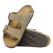 Sandales Unisex en Cuir Suédé Taupe à Deux Sangles avec Semelle en Liège Ajustable – Confort et Style