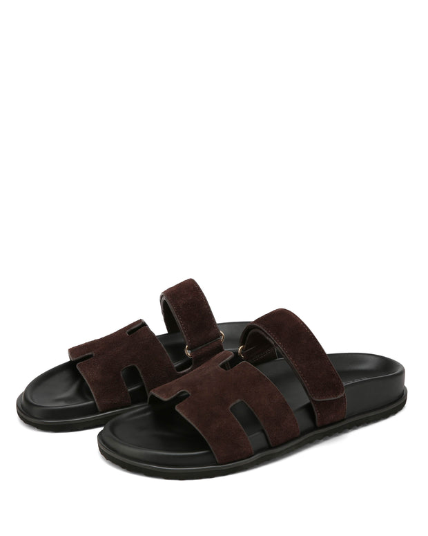 Sandales Unisex en Cuir Véritable avec Sangle Réglable et Semelle Moulée - Marron, Chaussures d'Été Confortables