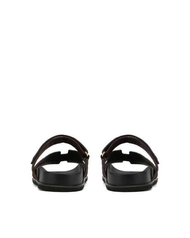 Sandales Unisex en Cuir Véritable avec Sangle Réglable et Semelle Moulée - Marron, Chaussures d'Été Confortables