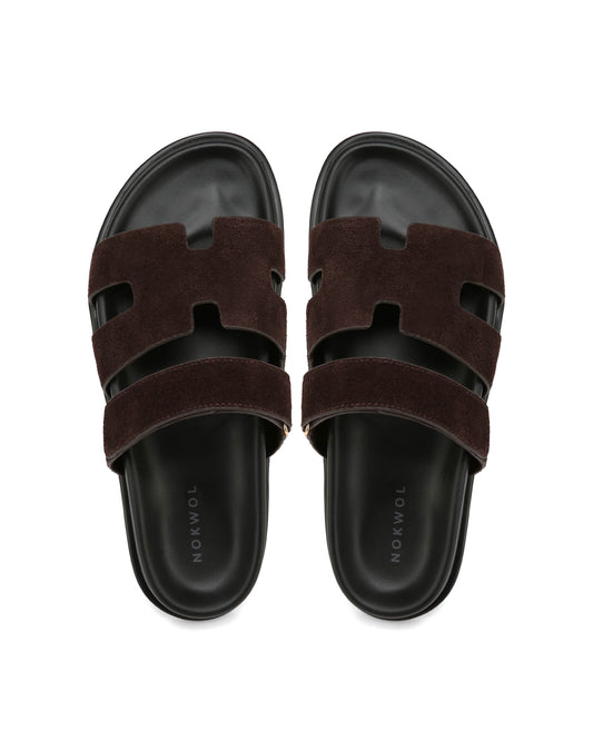 Sandales Unisex en Cuir Véritable avec Sangle Réglable et Semelle Moulée - Marron, Chaussures d'Été Confortables