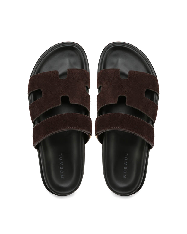 Sandales Unisex en Cuir Véritable avec Sangle Réglable et Semelle Moulée - Marron, Chaussures d'Été Confortables