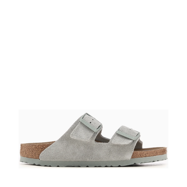 Sandales Unisex en Suède Arizona Couleur Pure Sage avec Semelle en Liège - Confort et Élégance